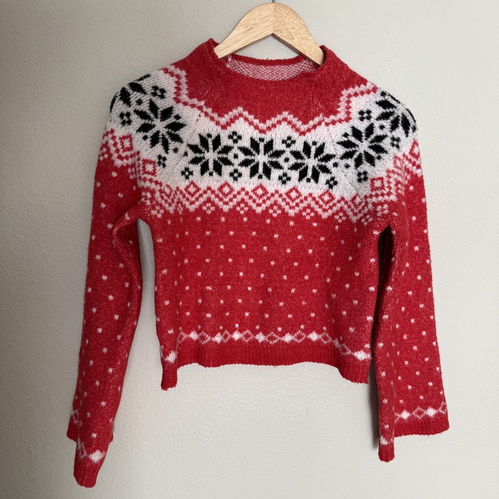 No Boundaries Oversized XXS Nordic Snowflake Holiday Pullover Sweater Ski Winter - Picture 13 of 16